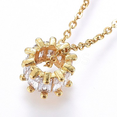 Brass Micro Pave Cubic Zirconia Pendant Necklaces NJEW-H486-18-1