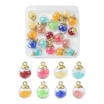 20Pcs Transparent Glass Bottle Pendants GLAA-FS0001-40-1