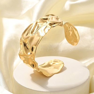 Textured 304 Stainless Steel Cuff Bangles for Women STAS-Z108-09G-01-1
