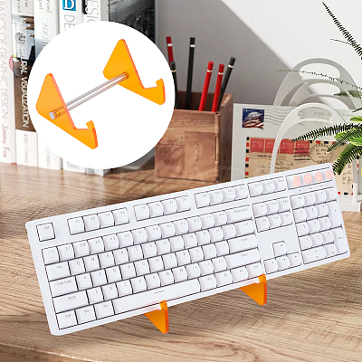 1-Tier Acrylic Keyboard Display Stands with Platinum Plated Iron Supports ODIS-WH20015-06C-03-1