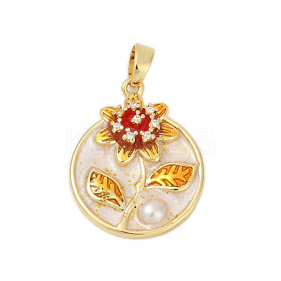 Brass Micro Pave Cubic Zirconia Pendants KK-U068-08G-02-1