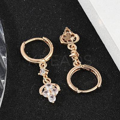 Brass Micro Pave Clear Cubic Zirconia Leverback Earrings EJEW-K300-14G-1