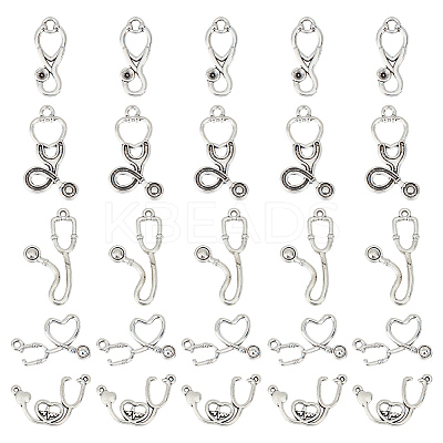 100Pcs 5 Style Tibetan Style Alloy Pendants & Pendant Rhinestone Settings TIBEP-GO0001-04-1