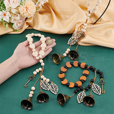 3Pcs Wood Beads Pendant Decoration HJEW-OC00084-1