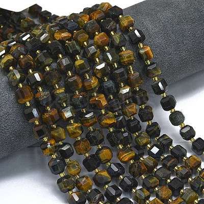 Dyed Natural Yellow Blue Tiger Eye Beads Strands G-K389-A34-01-1
