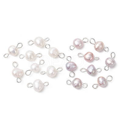 16Pcs 2 Colors Natural Cultured Freshwater Pearl Potato Connector Charms PALLOY-JF04663-1
