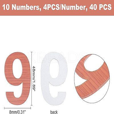 40Pcs 10 Number Acrylic Wall Stickers DIY-FH0002-54-1