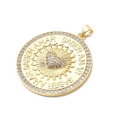 Brass Micro Pave Cubic Zirconia Pendants KK-H529-14G-1