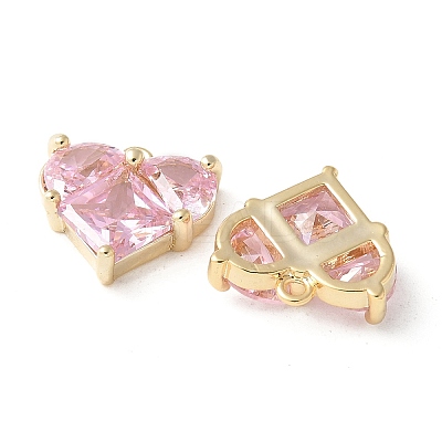 Brass Micro Pave Clear Cubic Zirconia Pendants KK-Q031-42G-02-1