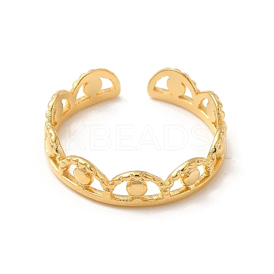 Ion Plating(IP) 304 Stainless Steel Crown Open Cuff Ring for Women RJEW-E066-08G-1