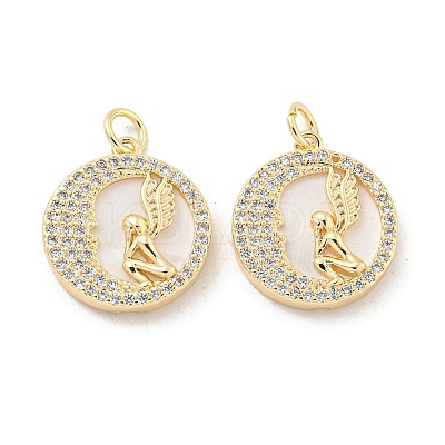 Brass Micro Pave Clear Cubic Zirconia Pendants KK-L211-018G-01-1