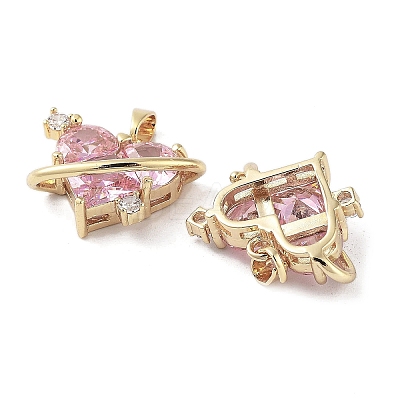 Valentine's Day Heart Charms Rack Plating Brass Micro Pave Pearl Pink Cubic Zirconia Charms KK-G482-14G-1
