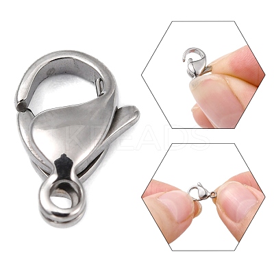 Tarnish Resistant Polished 316 Surgical Stainless Steel Lobster Claw Clasps X-STAS-R072-12A-1