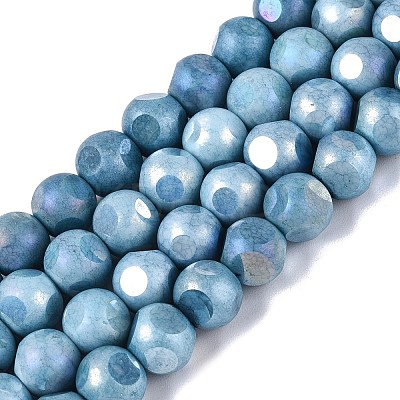 Ombre Effect Dyed Electroplate Opaque Glass Beads Strands EGLA-Q130-01A-07-1