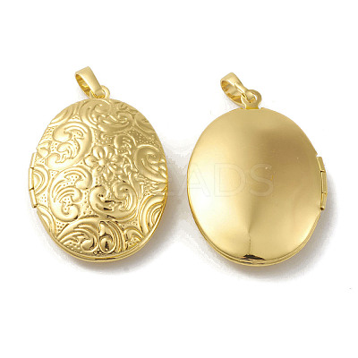 Rack Plating Brass Locket Pendants KK-G452-02G-1