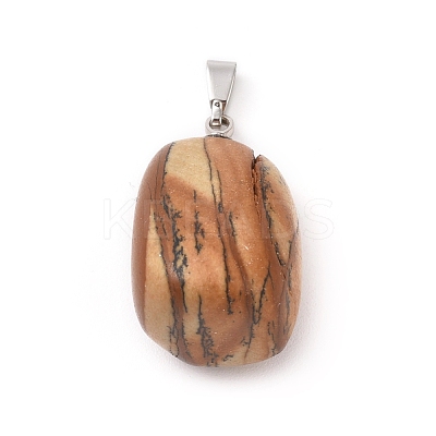 Natural Picture Jasper Pendants X-G-k302-B18-1