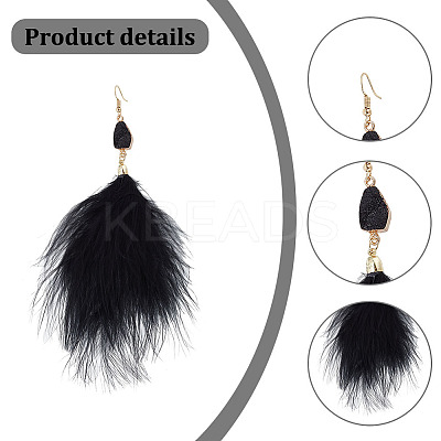 2 Pairs 2 Colors Feather Long Dangle Earrings EJEW-AN0001-06-1