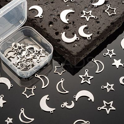 60Pcs 10 Style 304 Stainless Steel Pendants STAS-FS0001-14P-1