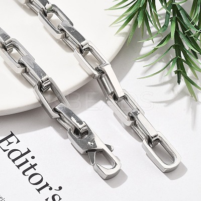 304 Stainless Steel Paperclip Chain Necklaces for Women Men NJEW-A033-02P-1