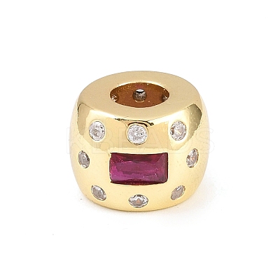 Brass Micro Pave Cubic Zirconia European Beads KK-C162-058G-1
