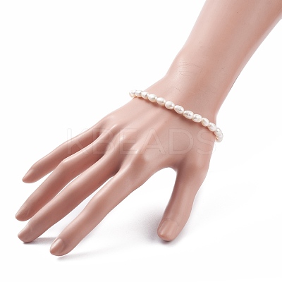 Grade A Natural Pearl Beaded Bracelets with Brass Spring Ring Clasps for Women BJEW-JB08037-1