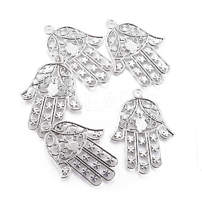 Tibetan Style Alloy Big Hamsa Hand/Hand of Fatima /Hand of Miriam Pendants LS-X-TIBEP-16901-AS-NR-1