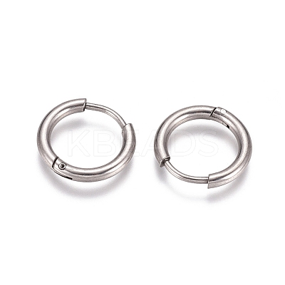 Tarnish Resistant 304 Stainless Steel Huggie Hoop Earrings EJEW-G272-02-10mm-P-1