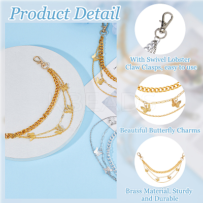 4Pcs 2 Colors Brass Chains Boot Strap Chains HJEW-HS00051-1