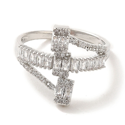 Brass Micro Pave Cubic Zirconia Rings for Women RJEW-E295-01P-1