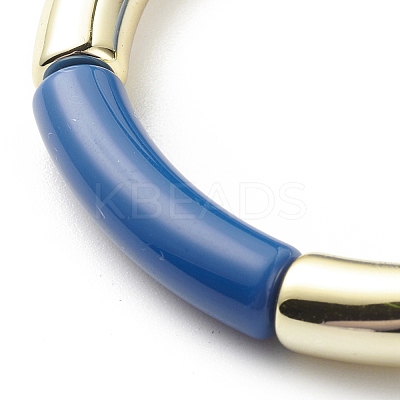 Acrylic Curved Tube Beaded Stretch Bracelet for Women BJEW-JB08438-04-1