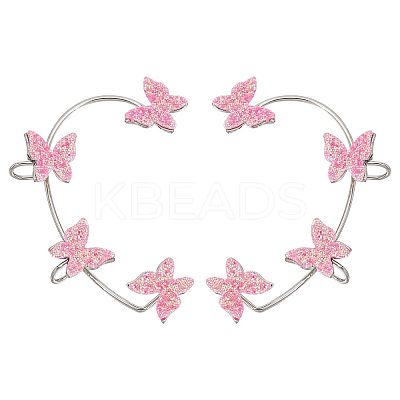 2Pcs 2 Styles Bling Butterfly Cuff Earrings EJEW-SC0001-26B-1