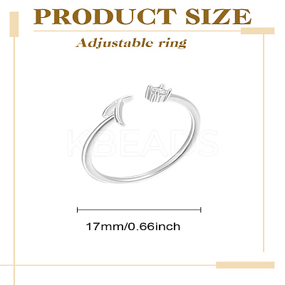 1Pc Letter Brass Rhinestone Open Cuff Rings for Women AJEW-LP0004-47T-S-1