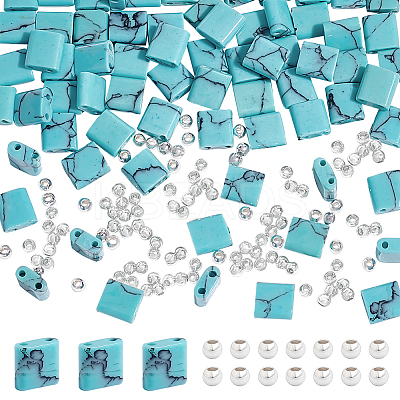1 Strand Rectangle Synthetic Turquoise Beads Strands G-NB0005-57-1