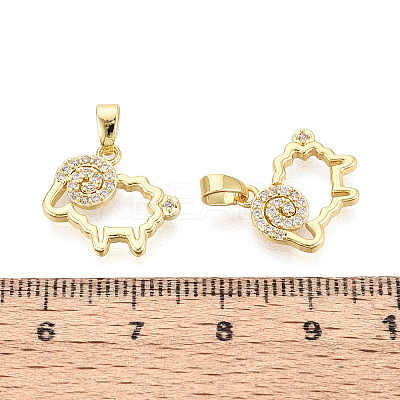 Brass Micro Pave Clear Cubic Zirconia Pendants KK-N259-03G-1