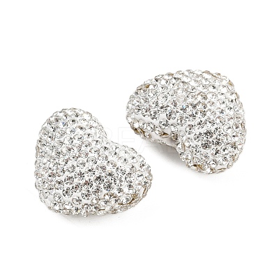 Heart Shaped Polymer Clay Rhinestone Beads CLAY-NH0002-02B-1