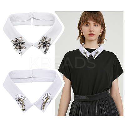 2Pcs 2 Style Cotton Detachable Blouse False Collar AJEW-NB0003-98-1