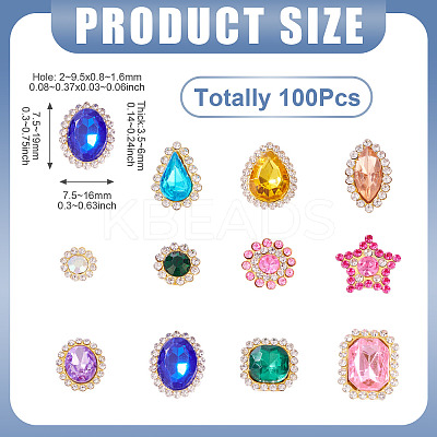 100Pcs Teardrop/Heart/Star Sew on Rhinestones FIND-TA0006-69D-1