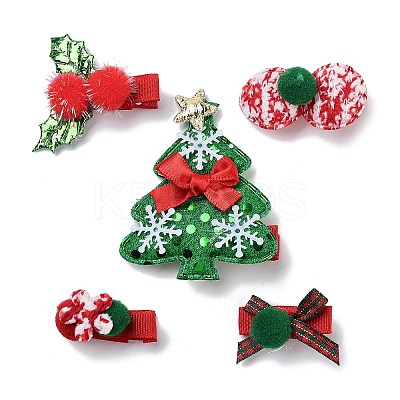 Christmas Theme Cloth Felt Fabric Alligator Hair Clip OHAR-R100-01B-1