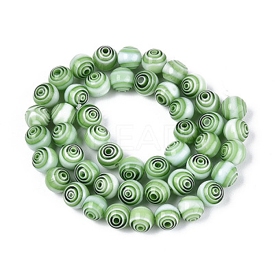 Handmade Millefiori Glass Round Beads Strands LK-R004-93C-1