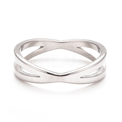 Clear Cubic Zirconia Criss Cross Finger Ring RJEW-F122-04-P-1