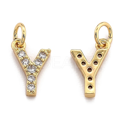 Brass Micro Pave Grade AAA Cubic Zirconia Charms ZIRC-P067-11G-Y-NR-1