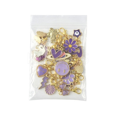 20Pcs 20 Styles Alloy Enamel Pendant Decorations HJEW-FS00047-1