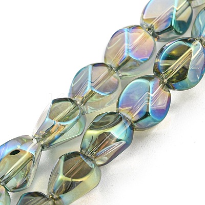 Full Rainbow Plated Electroplate Transparent Glass Beads Strands EGLA-G037-04A-FR03-1
