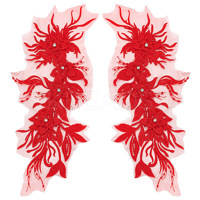 2Pcs Chemical Fiber Iron Acrylic Embroidery Lace Collar DIY-ME0001-89B-1
