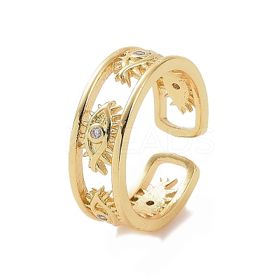 Clear Cubic Zirconia Eye Open Cuff Rings RJEW-P083-02G-1