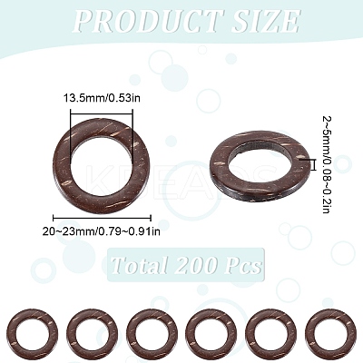 200Pcs Dyed Wood Jewelry Findings Coconut Linking Rings COCO-SC0001-02-1