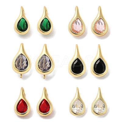 Rack Plating Real 18K Gold Plated Brass Teardrop Dangle Earrings EJEW-B034-03G-1