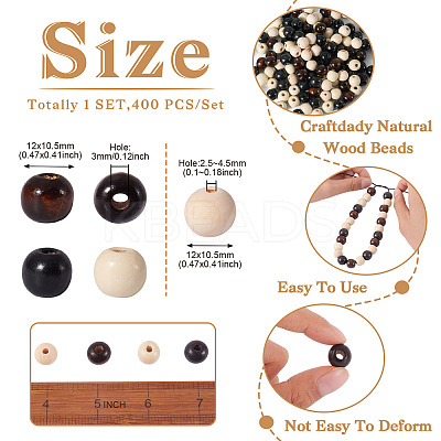 Natural Wood Beads WOOD-CD0001-02-1