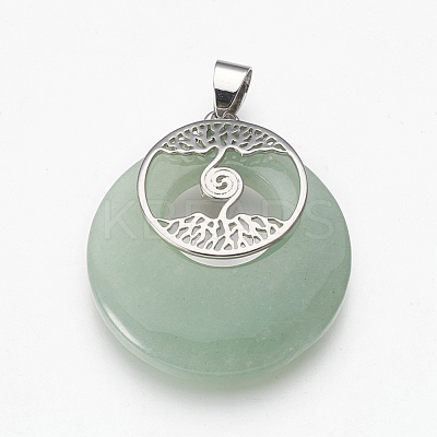 Natural Green Aventurine Pendants KK-F751-B13-1