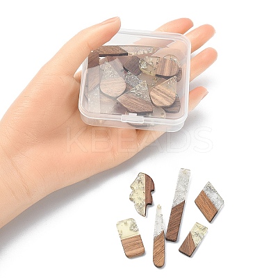 20Pcs 10 Styles Transparent Resin & Walnut Wood Pendants RESI-YW0001-30-1
